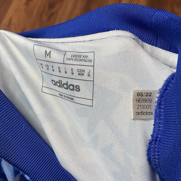 Men’s M Loose Fit Adidas Spain Icon Long Sleeve Goalkeeper Jersey Bahia Blue - Picture 4 of 9